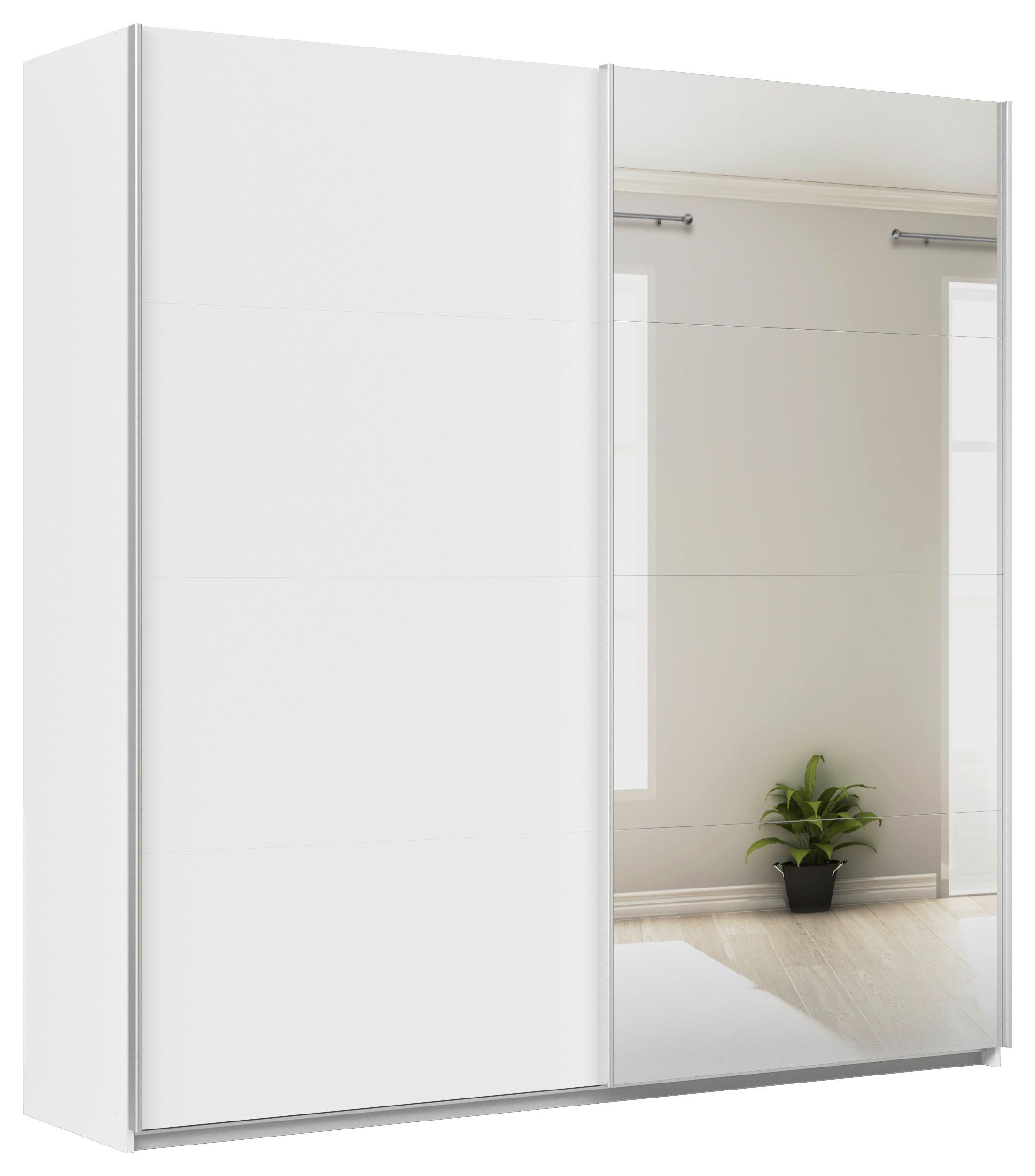 Omara Z Drsnimi Vrati Feldkirch, Bela - srebrne barve/bela, Moderno, kovina/leseni material (225/229/62cm) - Modern Living