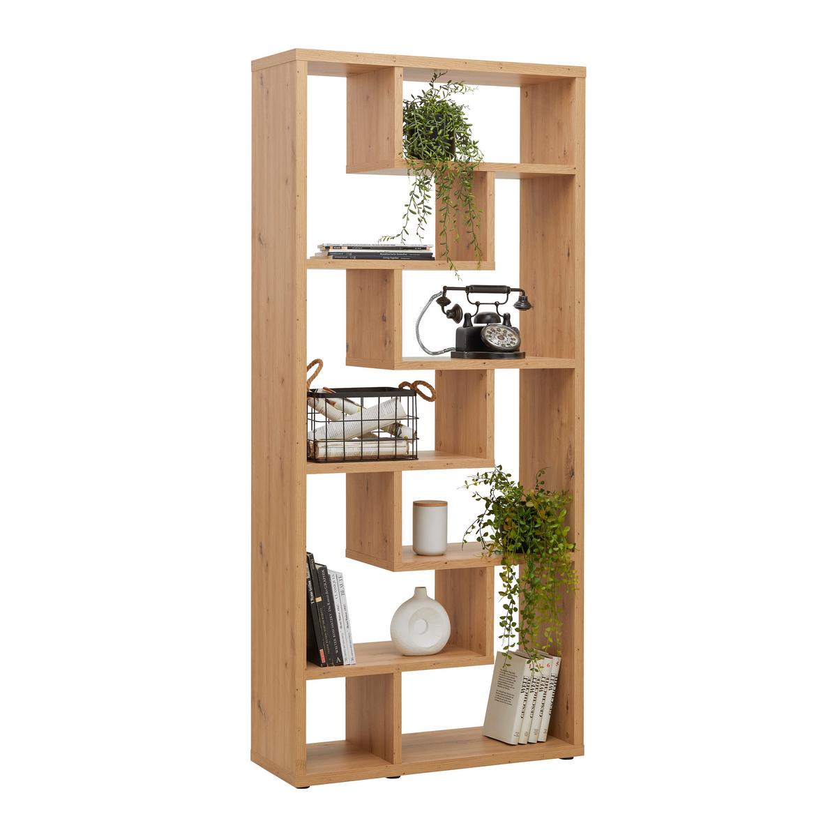 Raumteiler Bounty Eiche Artisan - Schwarz/Eiche Artisan, Modern, Holzwerkstoff/Kunststoff (89/192/33cm) - Mömax