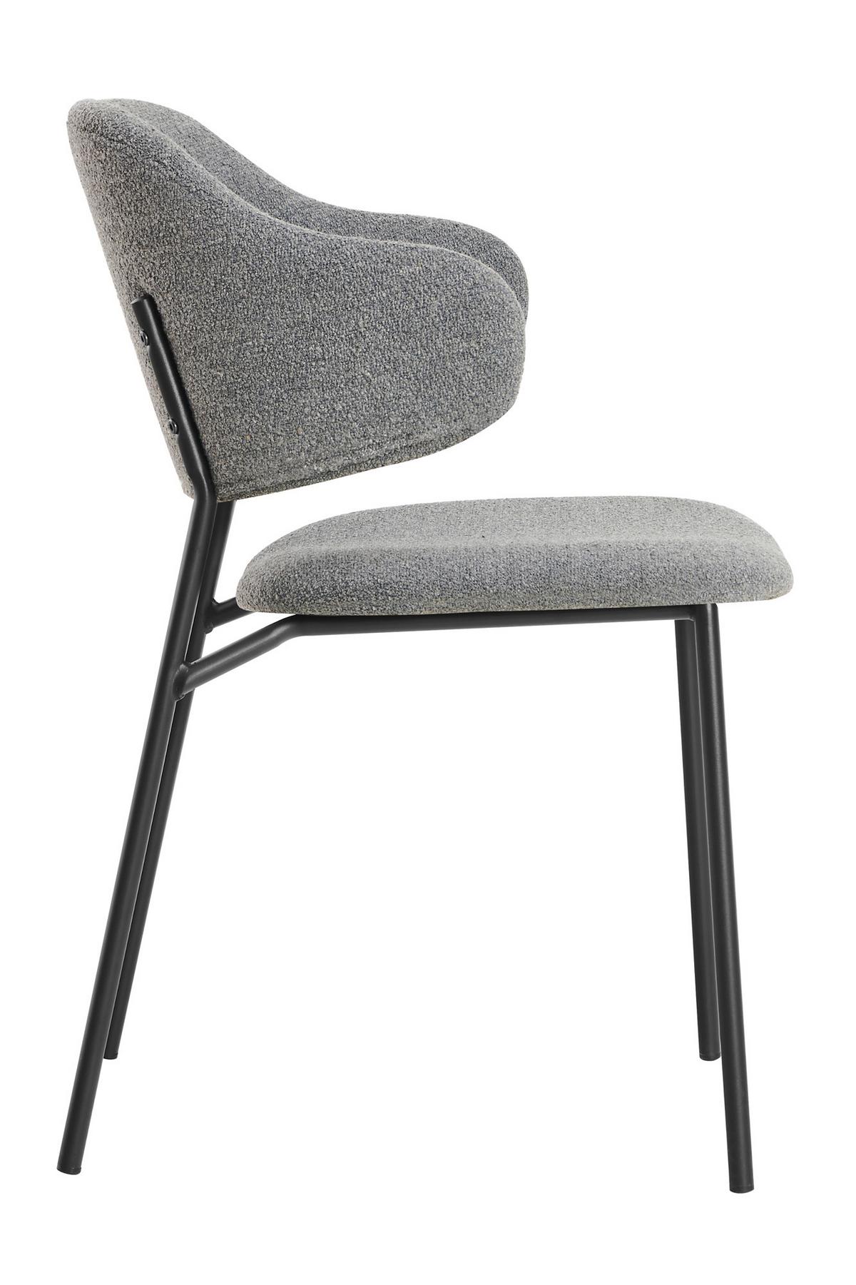 Set Naslanjačev Bouclé, Temno Siva, 2-Delni - temno siva/črna, Moderno, kovina/tekstil (54/83/59cm) - Livetastic