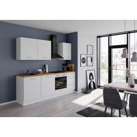 Küchenblock IKZ mit Geräten ca. 230 cm Weiß - Edelstahlfarben/Eichefarben, Design, Holzwerkstoff/Metall (230cm) - Impuls