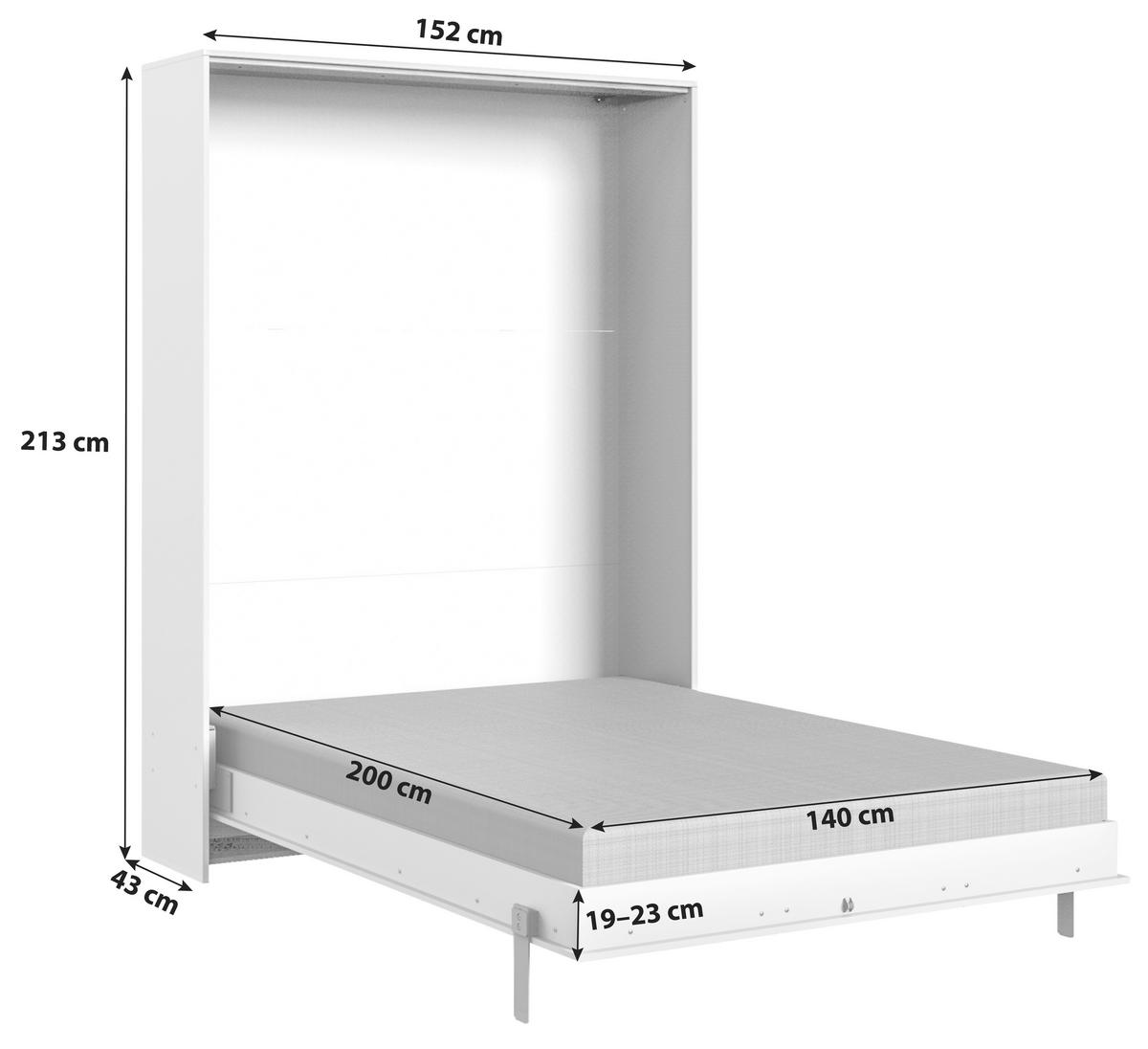 Klappbett Juist ca. 140x200 cm Weiß - Alufarben/Weiß, KONVENTIONELL, Holz/Holzwerkstoff (140/200cm) - MID.YOU