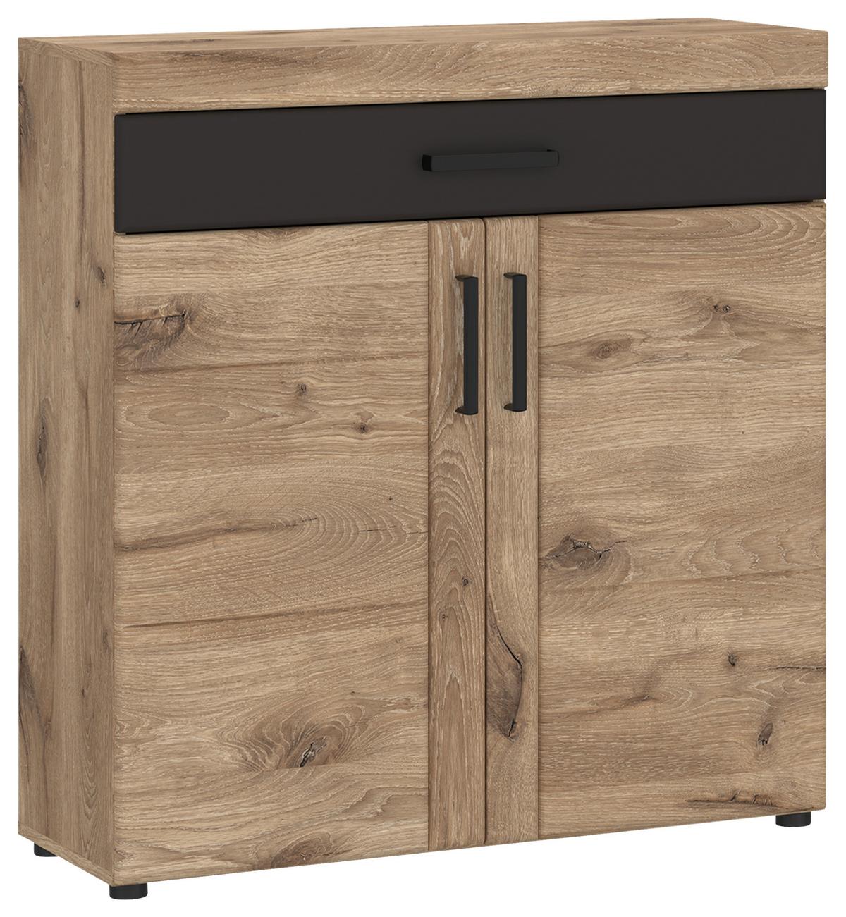 Komoda Grano - siva/boje hrasta, Trend, drvni materijal/plastika (92,8/100,2/38cm) - Modern Living
