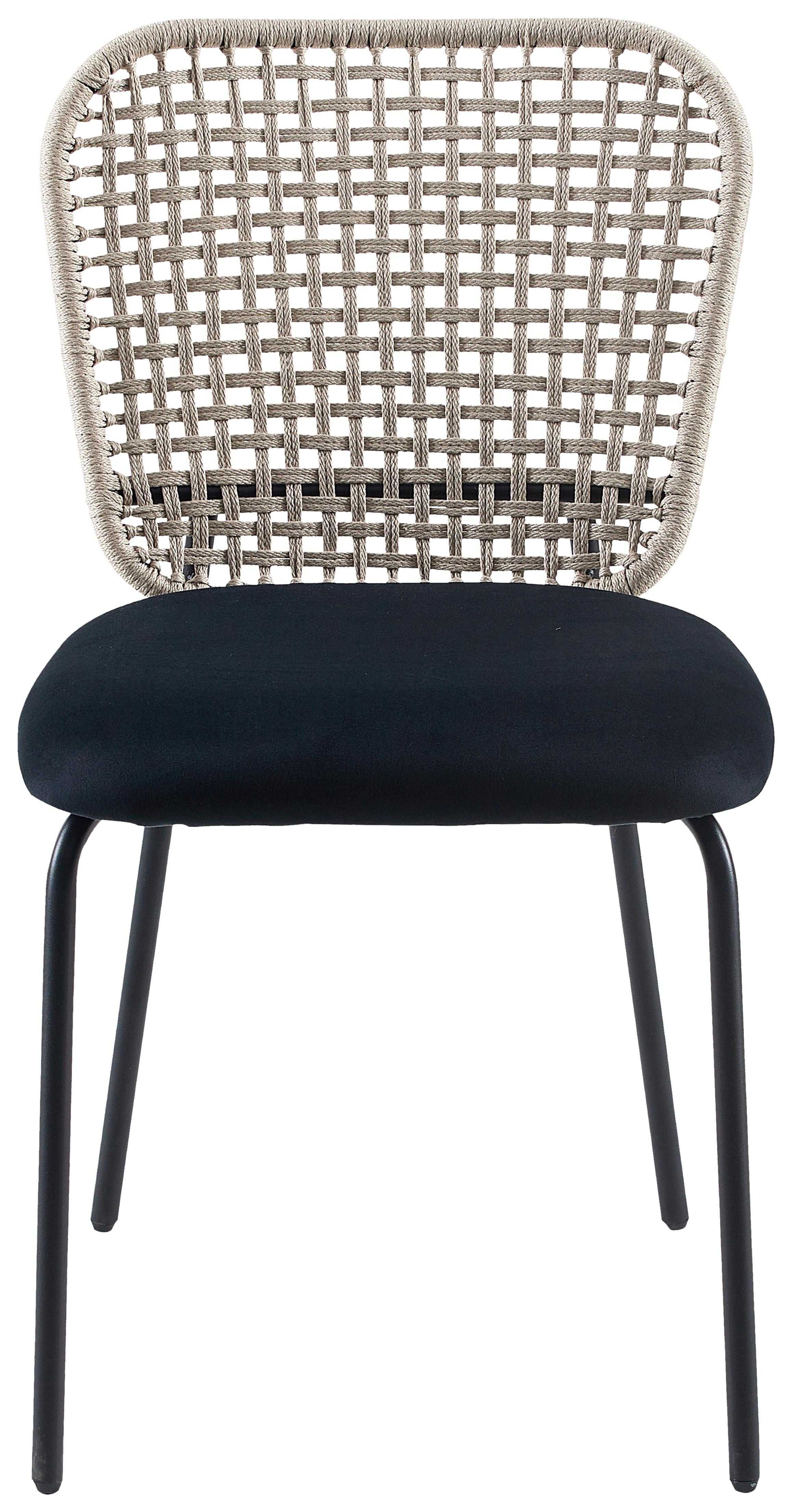 Stuhl Fina in Schwarz/Beige - Beige/Schwarz, Modern, Holz/Textil (49/54/82cm) - Modern Living