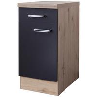 Kuhinjska Spodnja Omarica Milano, Antracit, Hrast, Š. 40 - barve nerjavečega jekla/barve hrasta, Moderno, kovina/leseni material (40/86/60cm) - FlexWell