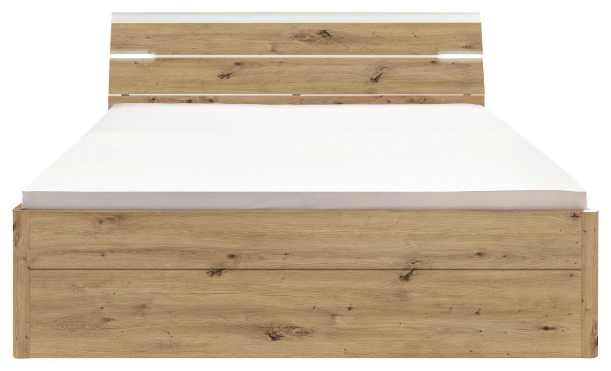 Postelja Mars, S Predali, 180x200 - bela/hrast artisan, Konvencionalno, umetna masa/leseni material (180/200cm) - MID.YOU