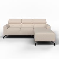 Sedežna Garnitura Filou - srebrne barve/bež, Moderno, kovina/tekstil (211/72-82/146cm) - Bessagi Home