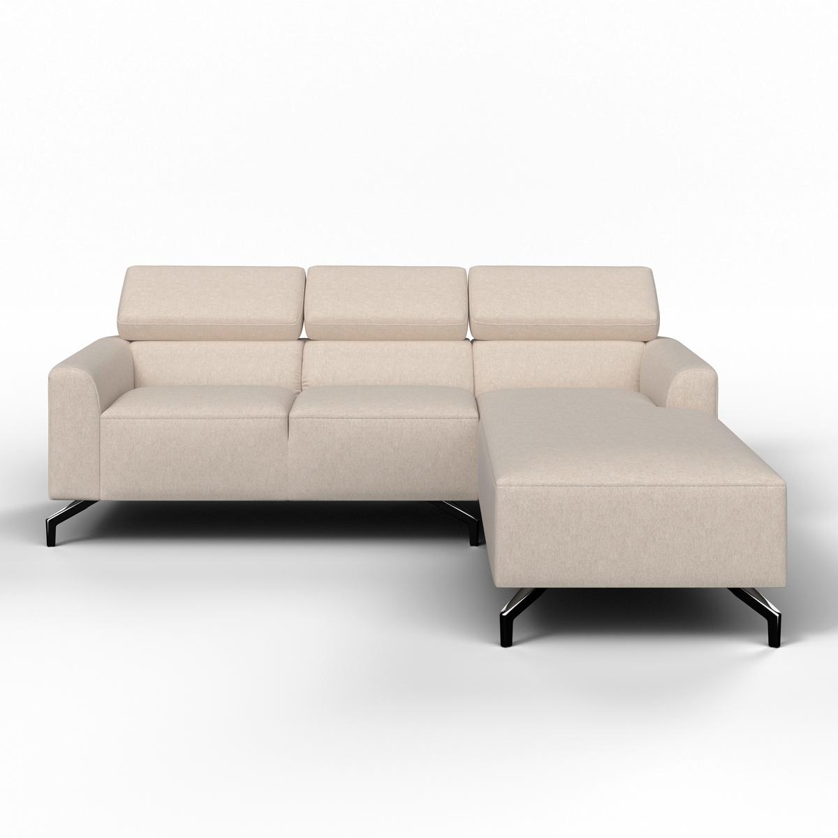 Sedežna Garnitura Filou - srebrne barve/bež, Moderno, kovina/tekstil (211/72-82/146cm) - Bessagi Home