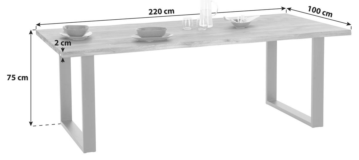 Masă WOOD 220 - culoare natur/negru, Konventionell, lemn/metal (220/75/100cm) - James Wood