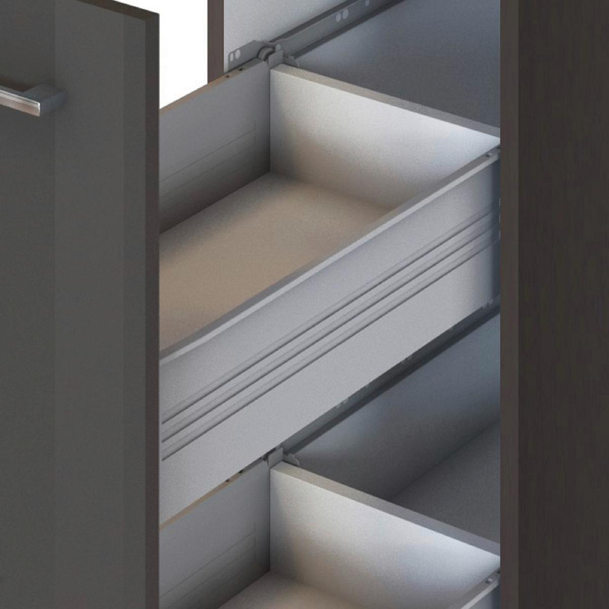 Küchenleerblock Mailand XI o. Geräte Graphitfarben - Silberfarben/Graphitfarben, MODERN, Holzwerkstoff/Metall (330cm) - Held