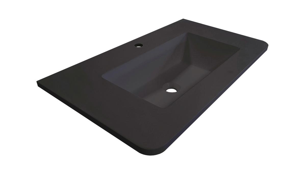 Umivaonik Lyra - crna, Moderno, prirodni materijali (101/15/46cm)