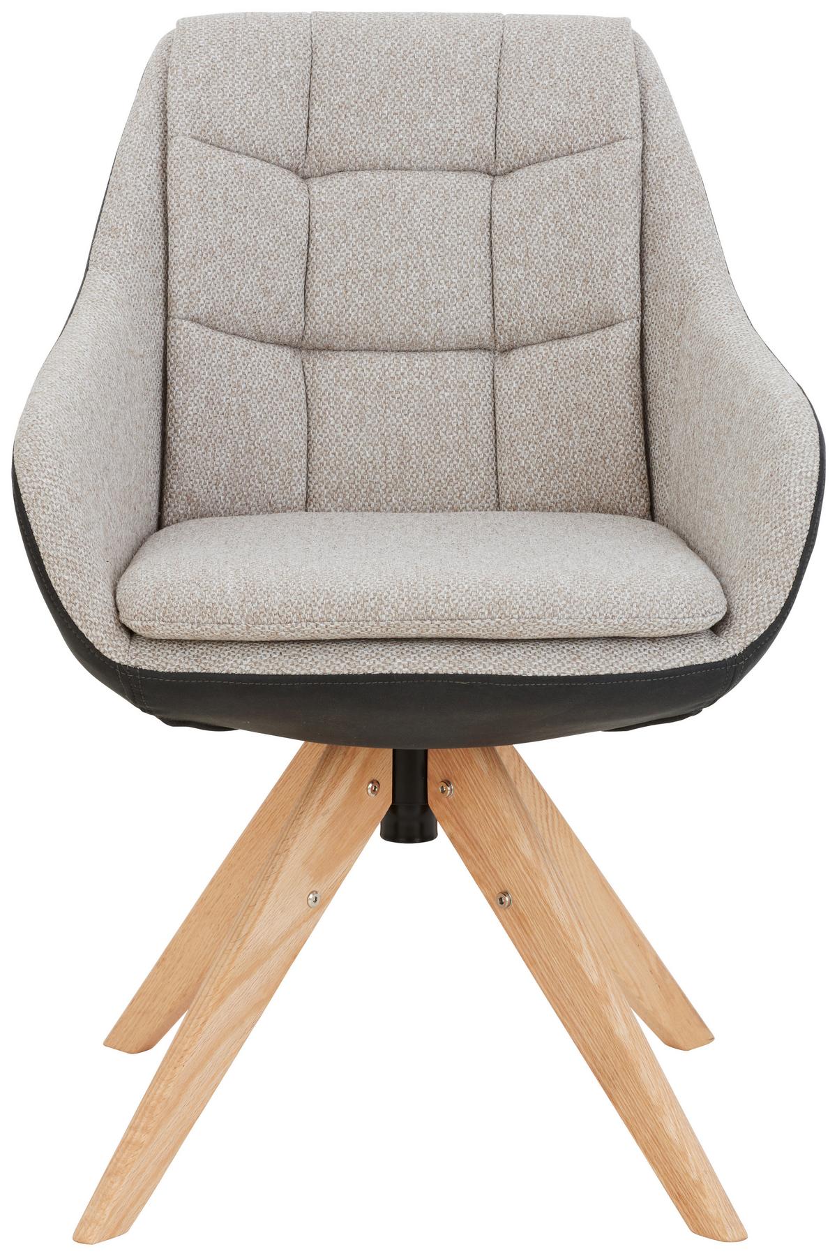 KRZESŁO Z PODŁOKIETNIKAMI FRESH - kolor dębowy/beżowy, Konventionell, drewno/tkanina (57/83,5/60cm) - Landscape