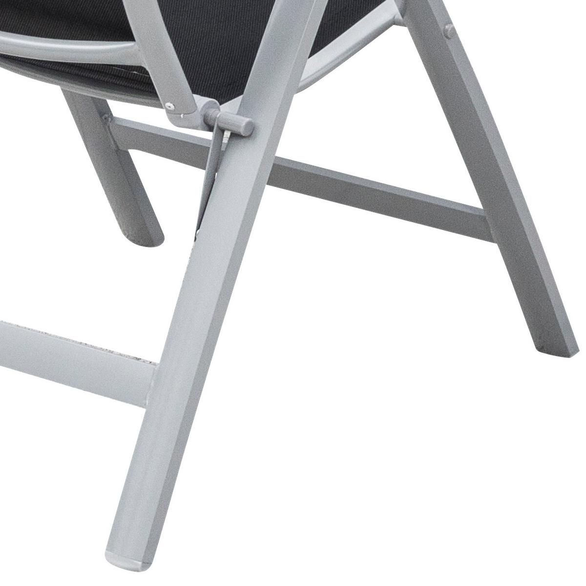 Set Zložljivih Vrtnih Stolov Carrara, 2 Kos, Srebrna, Črna - srebrne barve/črna, Romantika, kovina/tekstil (60/108/70cm) - Gardenson