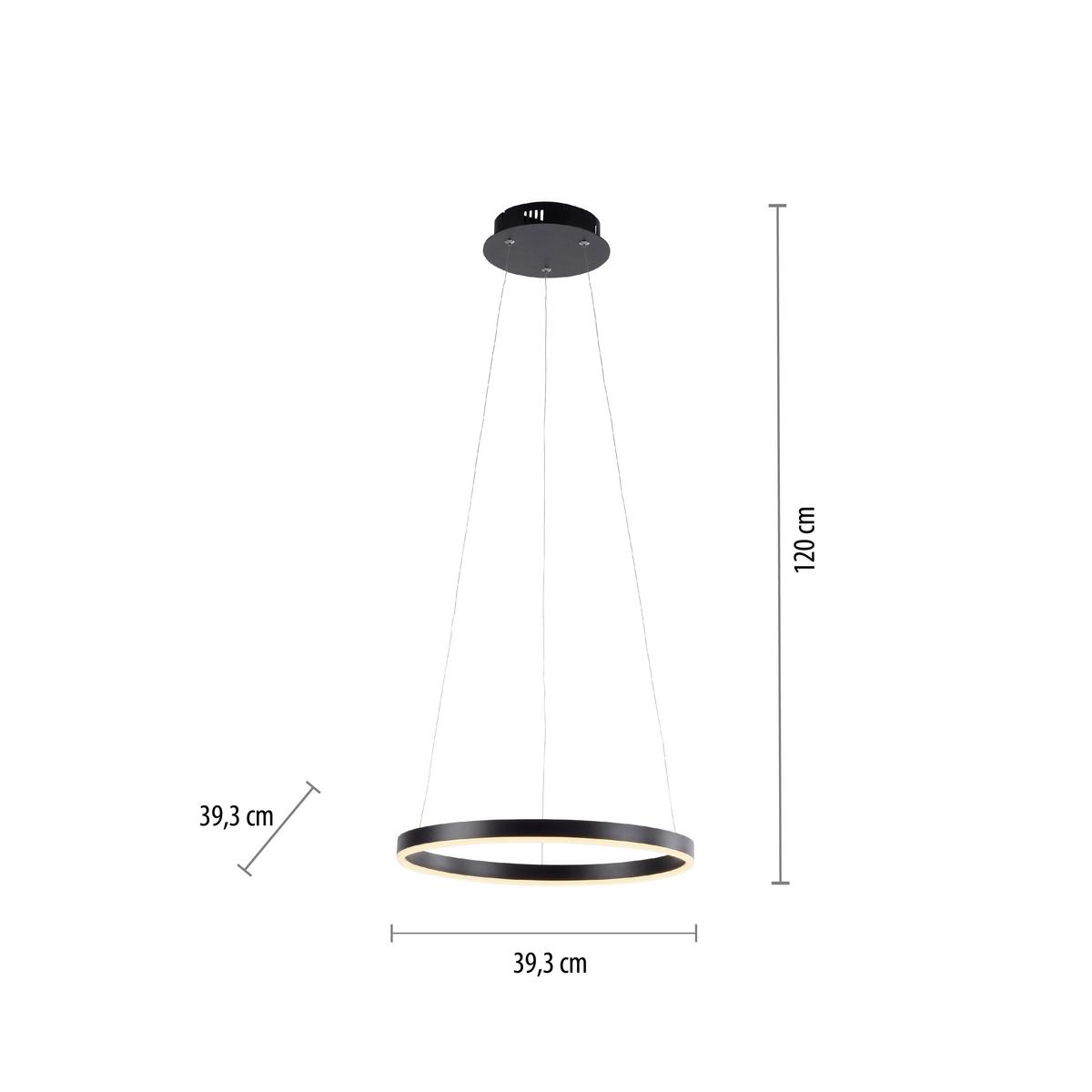 LAMPA WISZĄCA LED 15393-13 RITUS - antracytowy, Trend, tworzywo sztuczne/metal (39/120cm)