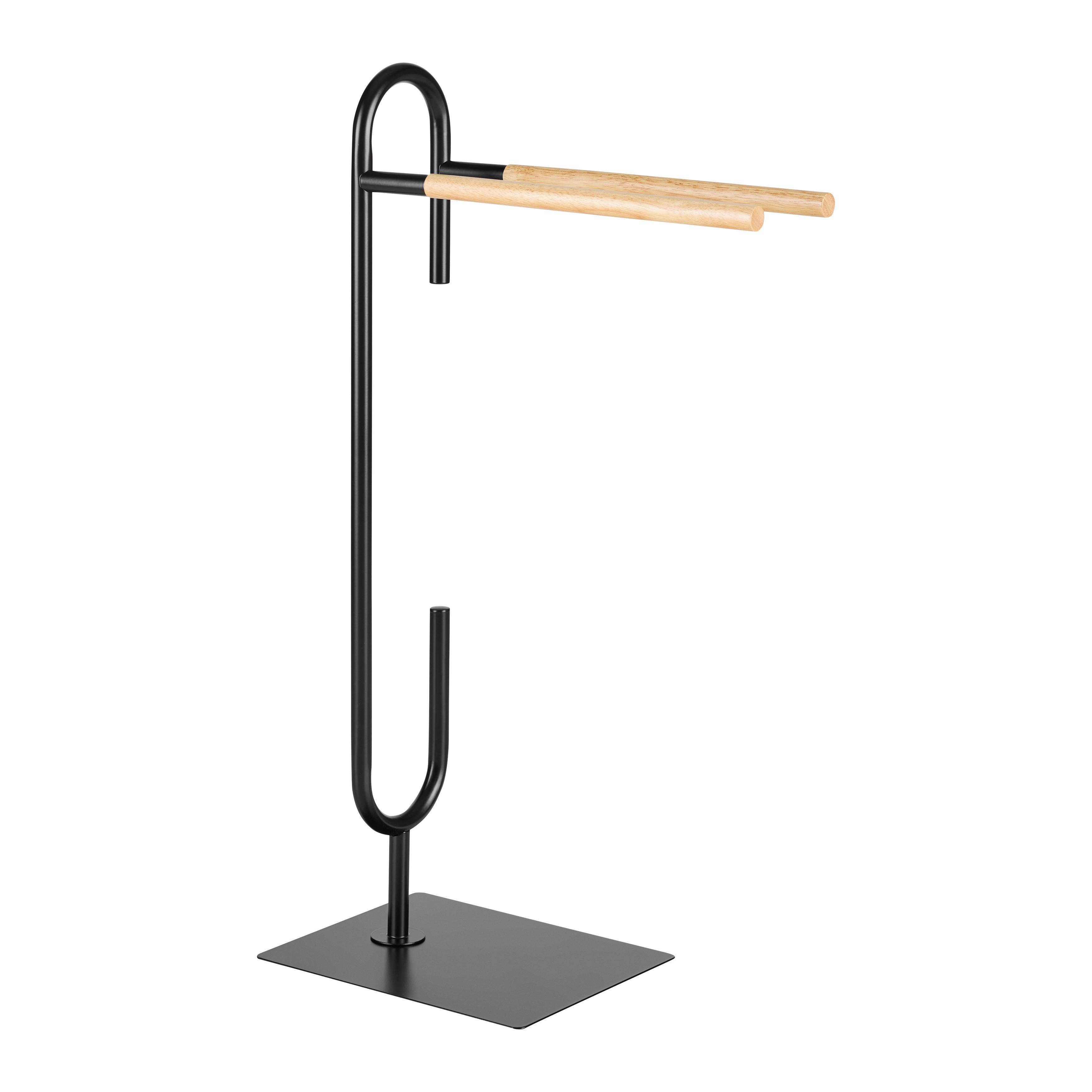 Handtuchhalter Elvis Naturfarben/Schwarz - Schwarz/Naturfarben, MODERN, Holz/Metall (48/81/24cm) - Mömax