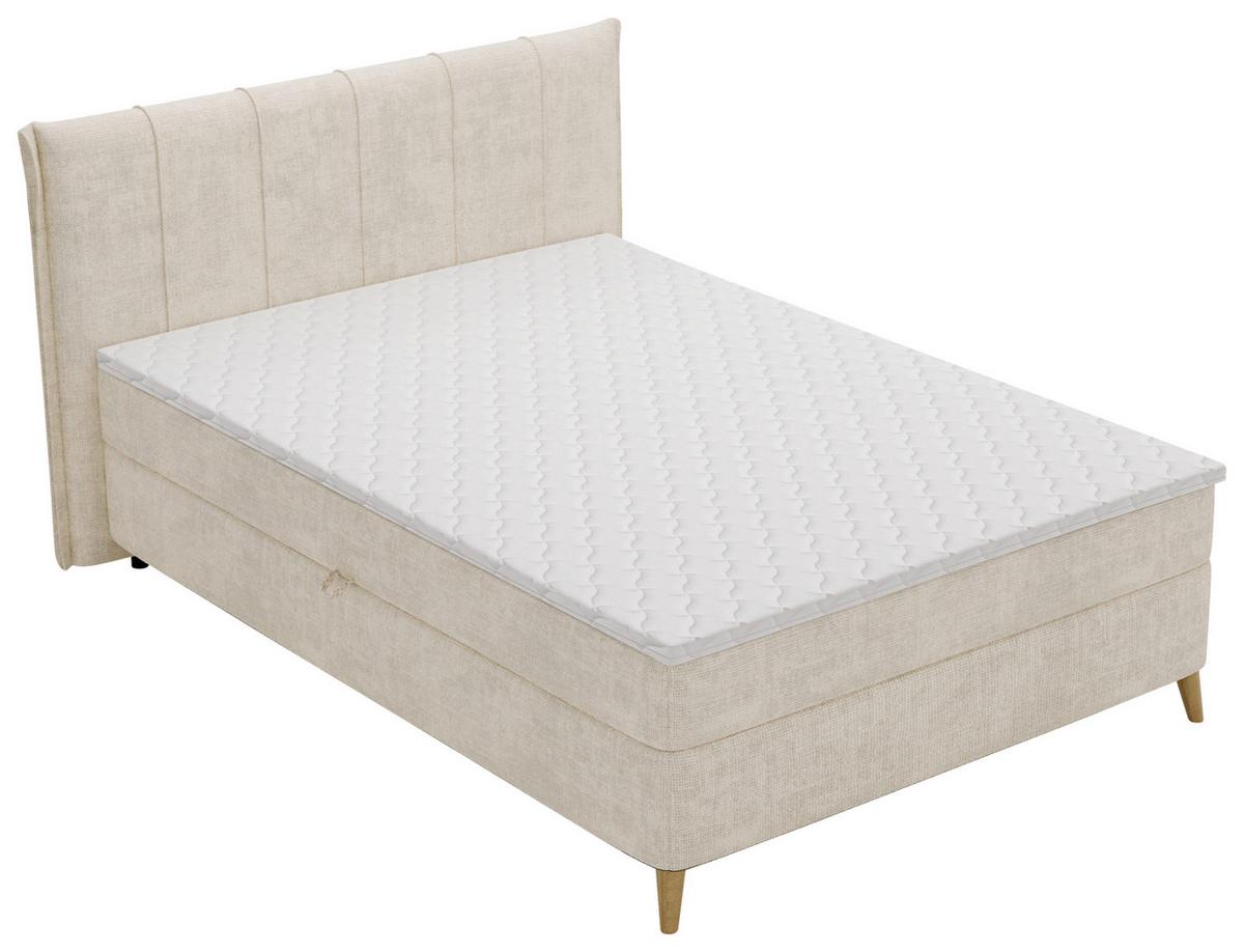 Boxbett Veloria Beige ca. 140x200cm - Beige/Schwarz, KONVENTIONELL, Textil/Metall (140/200cm) - Based