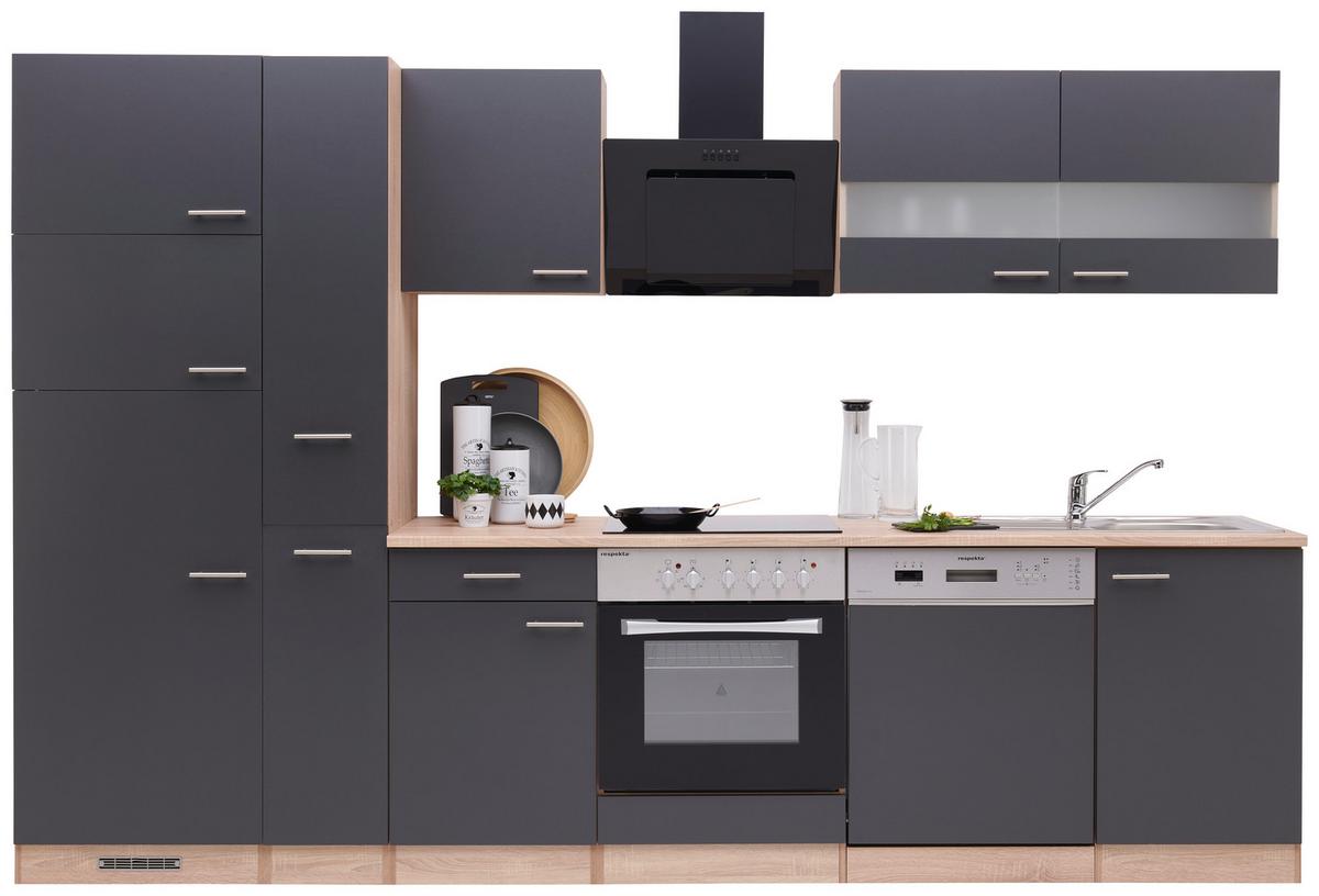 Küchenblock ECONOMY 310 Grau/Eiche B: ca. 310 cm - Eichefarben/Grau, Basics, Holzwerkstoff (310cm) - Respekta