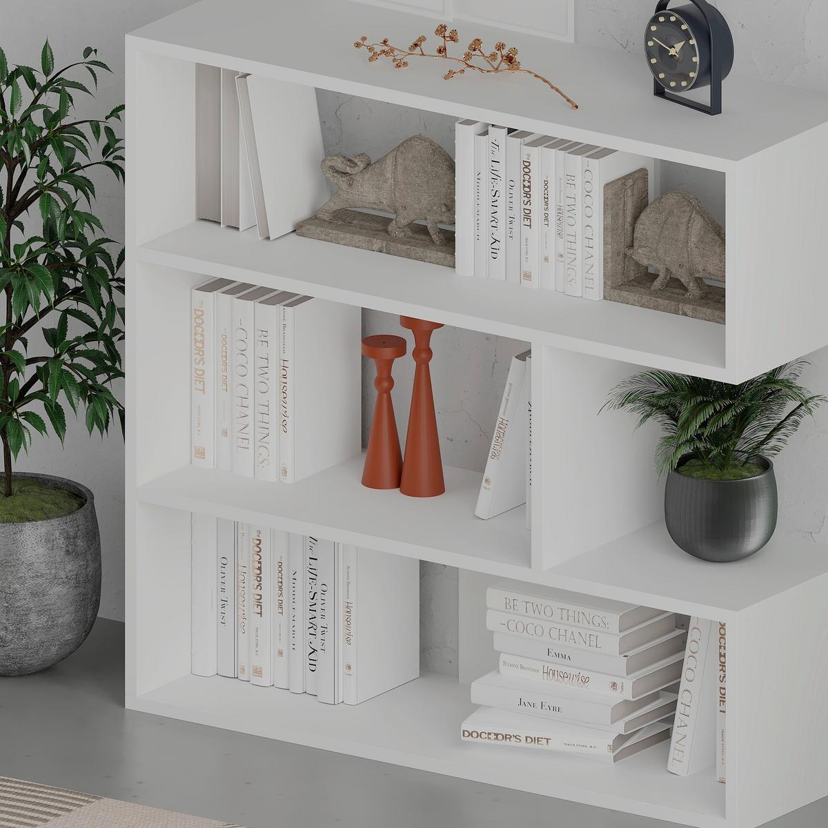 Bücherregal Molly ca. 94x89x30 cm Weiß - Weiß, Design, Holzwerkstoff (94/89/30cm) - Livetastic