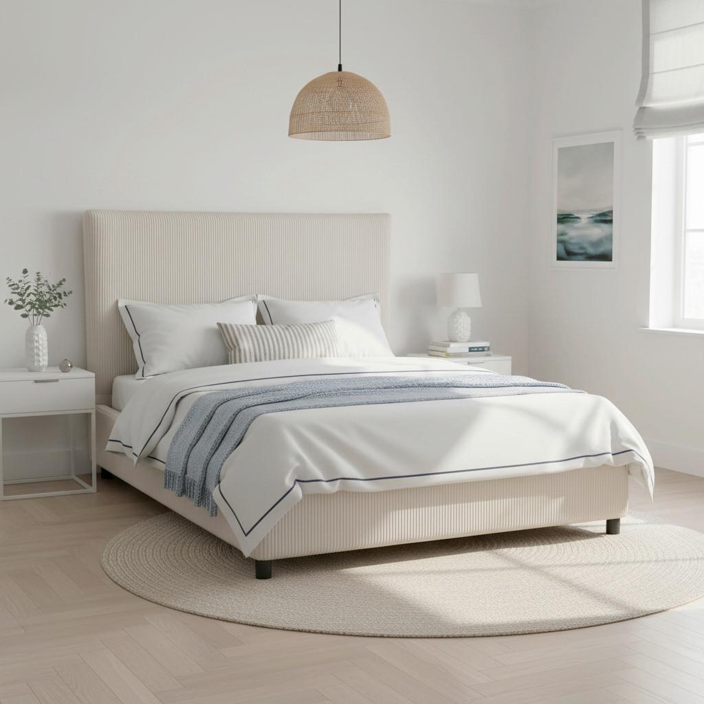 Polsterbett Marie Beige ca. 180x200 cm - Hellbraun/Beige, MODERN, Holz/Textil (180/200cm) - Bessagi Home