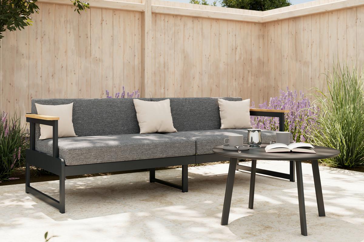 SOFA TARASOWA DESENZANO - szary, Modern, metal/drewno (192/57/74cm) - Ambia Garden