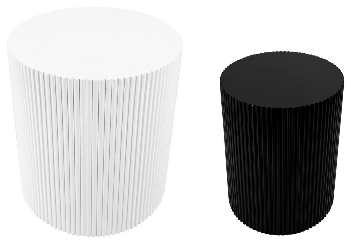 ZESTAW STOLIKÓW BOCZNYCH SELINA - czarny/biały, Trend, materiał drewnopochodny (32,5-40/32,5-40/40-46cm) - Xora