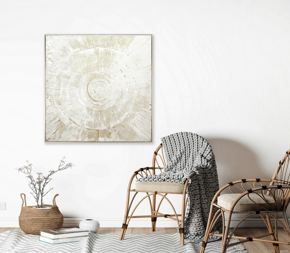Slika Sa Ramom 80x80cm Priya - bela/zlatna, Romantično / Seoski, tekstil/pločasti materijal (80/3,5/80cm) - Mömax