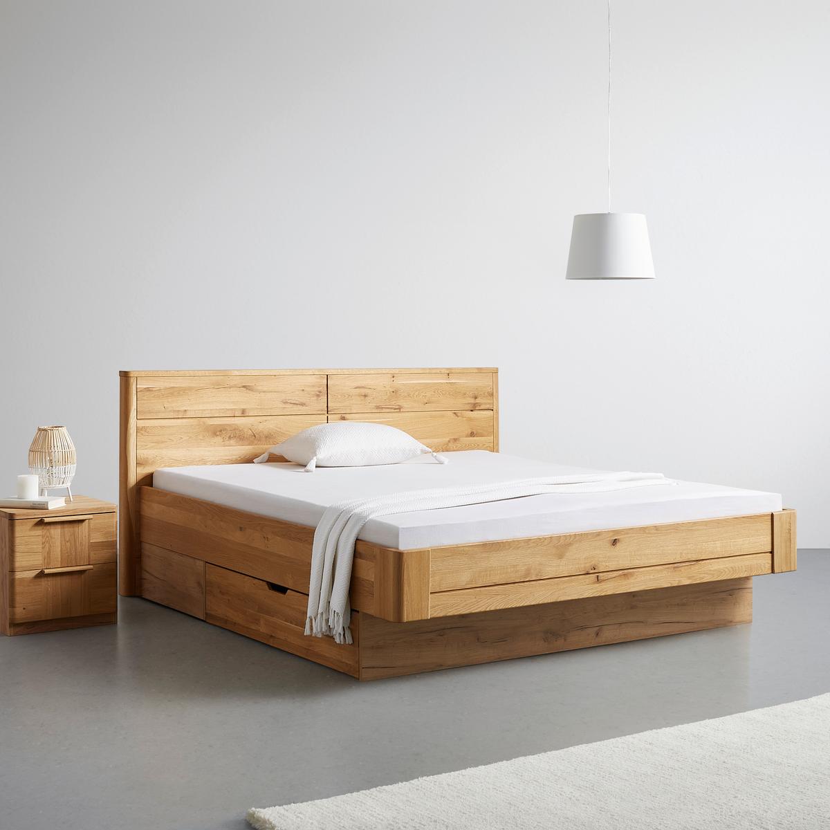 Ágykeret Ágyneműtartóval Tölgy Vero - tölgyfa színű, Konventionell, fa (180/200cm) - Premium Living