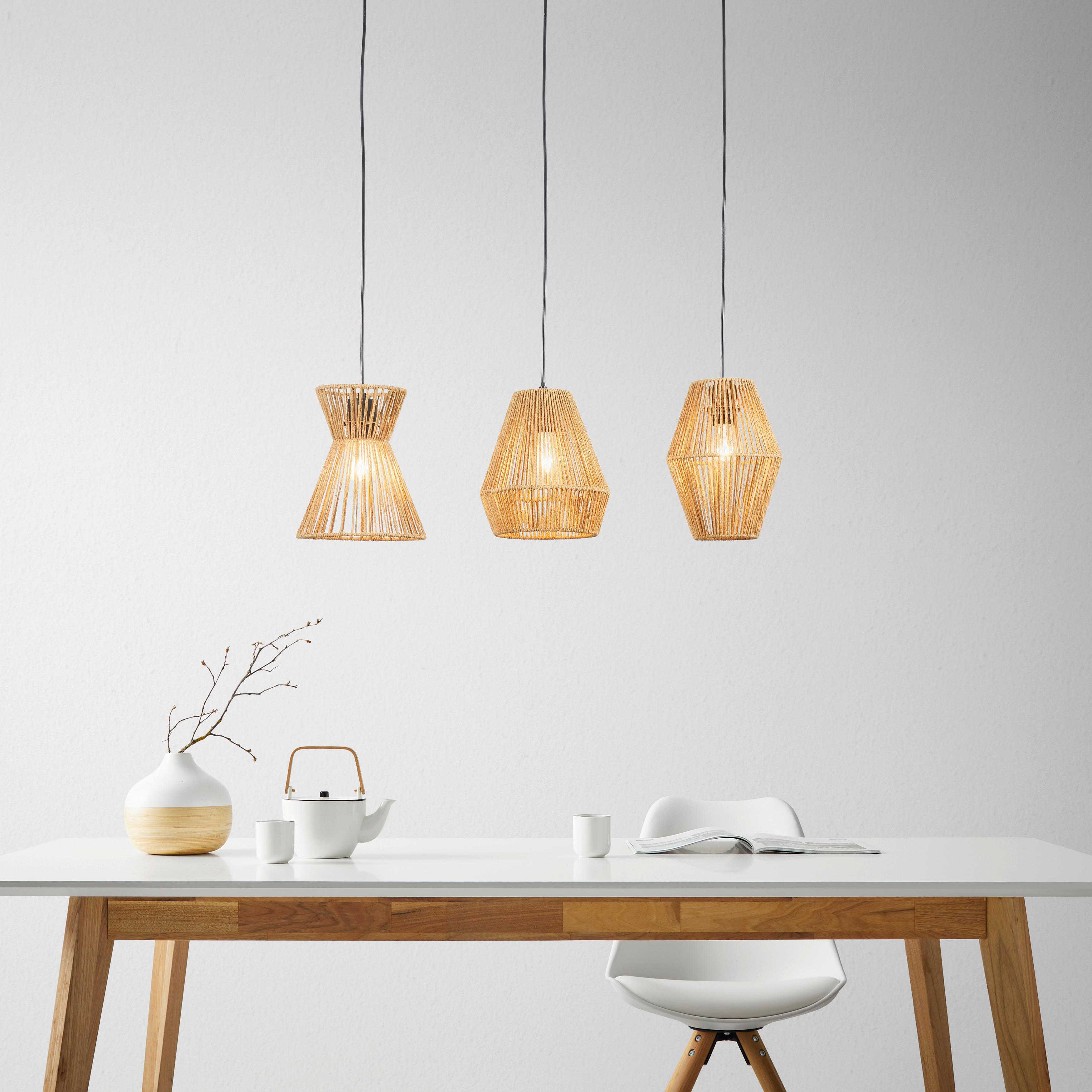 HÄNGLAMPA NATURM - svart/naturfärgad, Klassisk, metall/papper (80/20/120cm) - Mömax