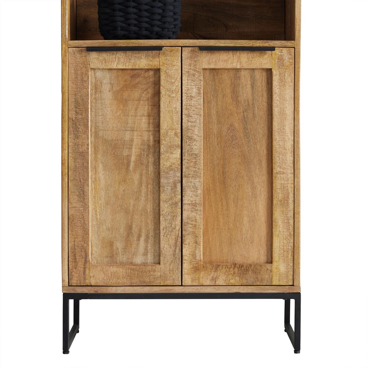 Hochschrank Everest Naturfarben/Schwarz - Schwarz/Naturfarben, Natur, Holz/Metall (60/190/32cm) - Mömax