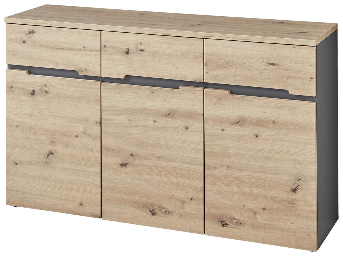 Sideboard Memphis Eiche Artisan - Graphitfarben/Eiche Artisan, Modern, Holzwerkstoff (135/82/38cm) - Mömax