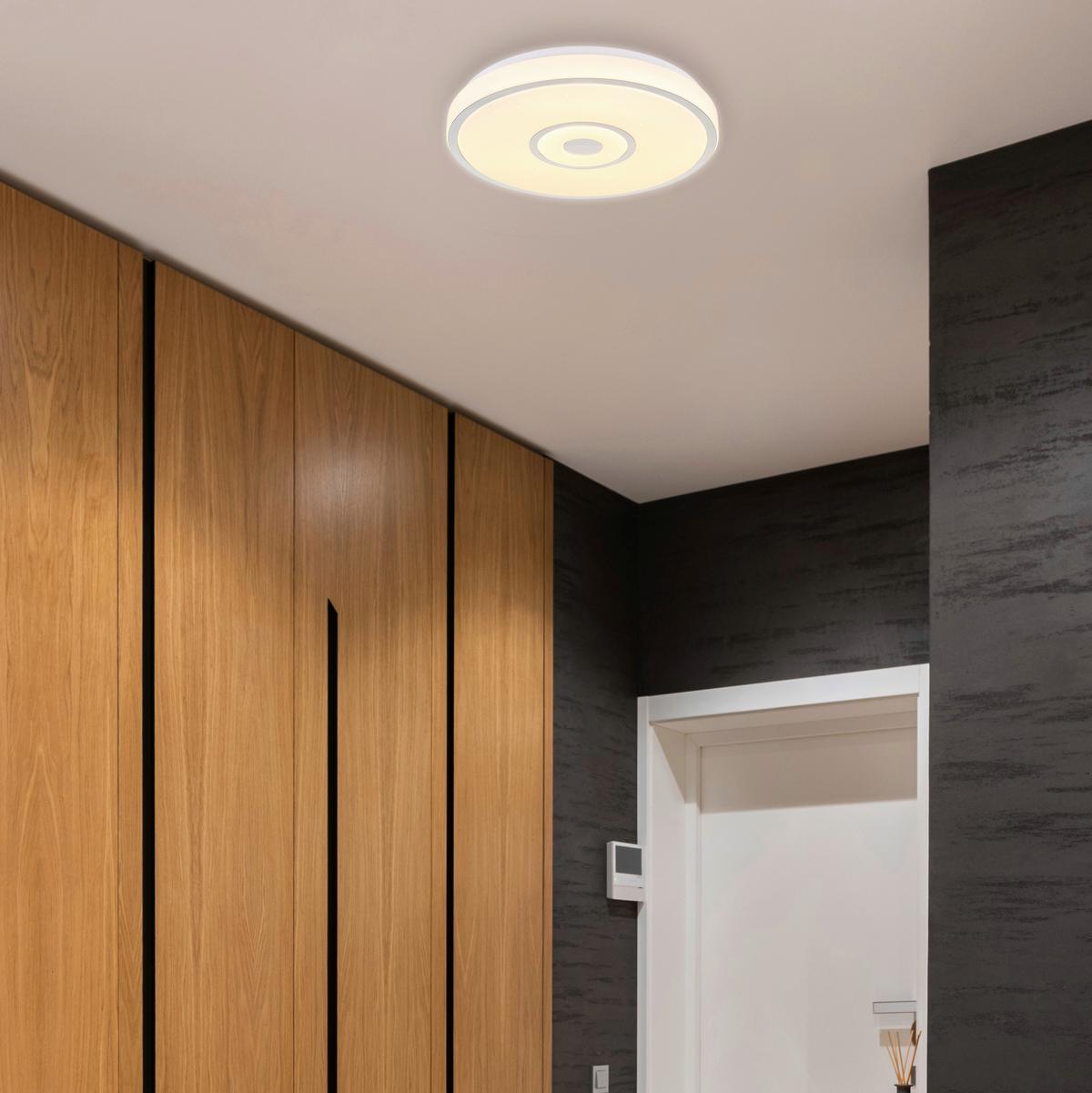 LED Mennyezeti Lámpa Nur - krómszínű/opál, Modern, műanyag/fém (38/6,5cm) - Mömax