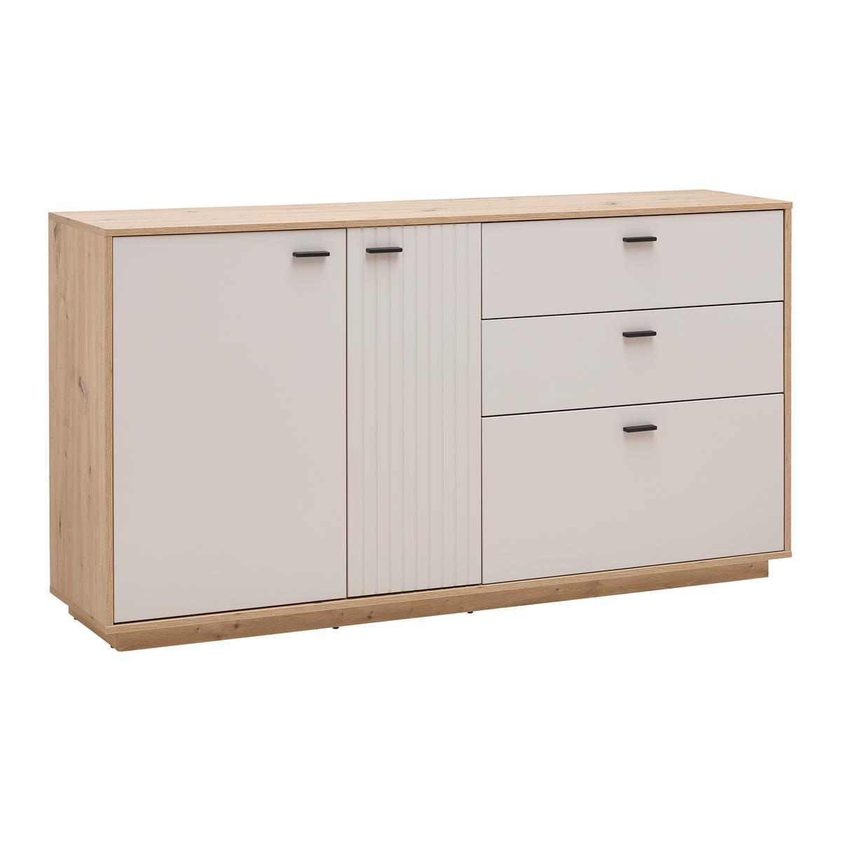 Sideboard Cremona Kaschmir/Eiche Artisan - Kaschmir/Schwarz, MODERN, Holzwerkstoff/Metall (160/88,5/38cm) - Premium Living