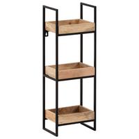Stenski Regal Wl6.763 - črna/rjava, Trendi, kovina/les (27/77/18cm) - MID.YOU