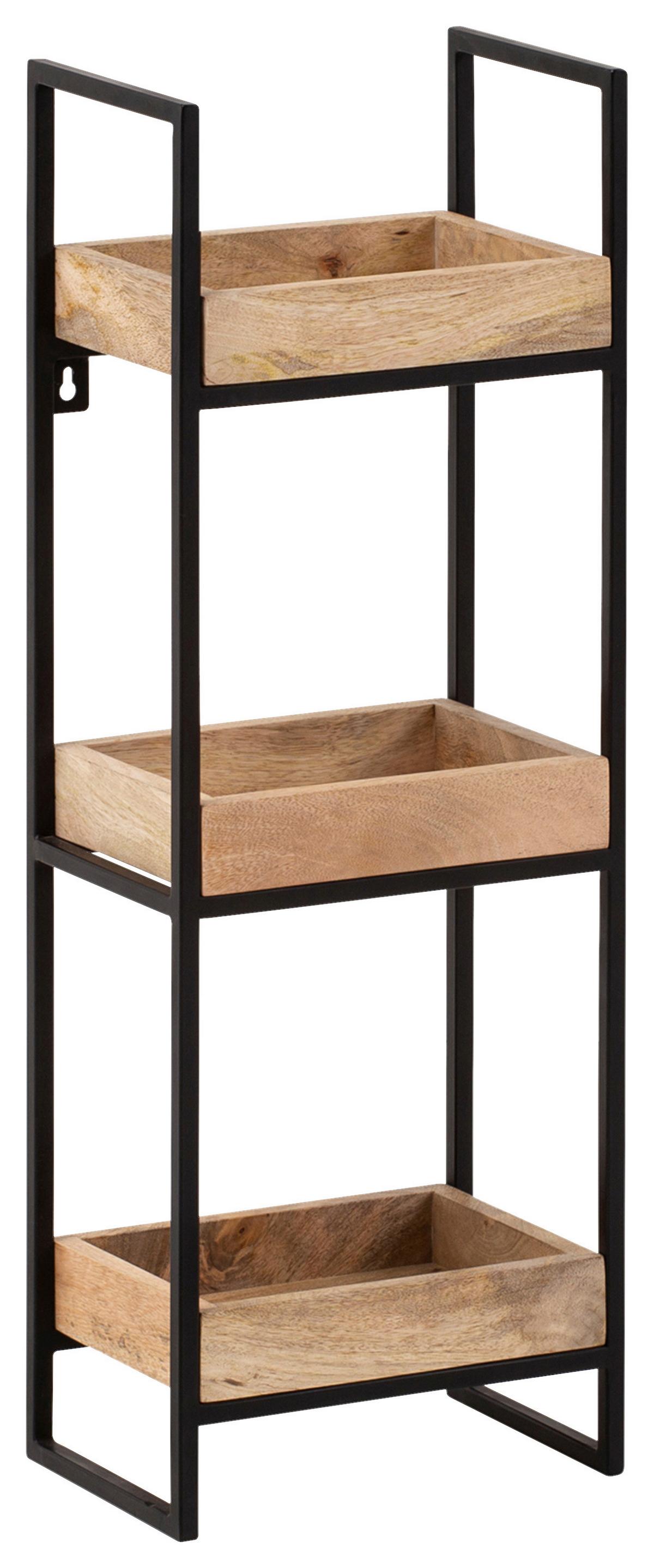 Stenski Regal Wl6.763 - črna/rjava, Trendi, kovina/les (27/77/18cm) - MID.YOU
