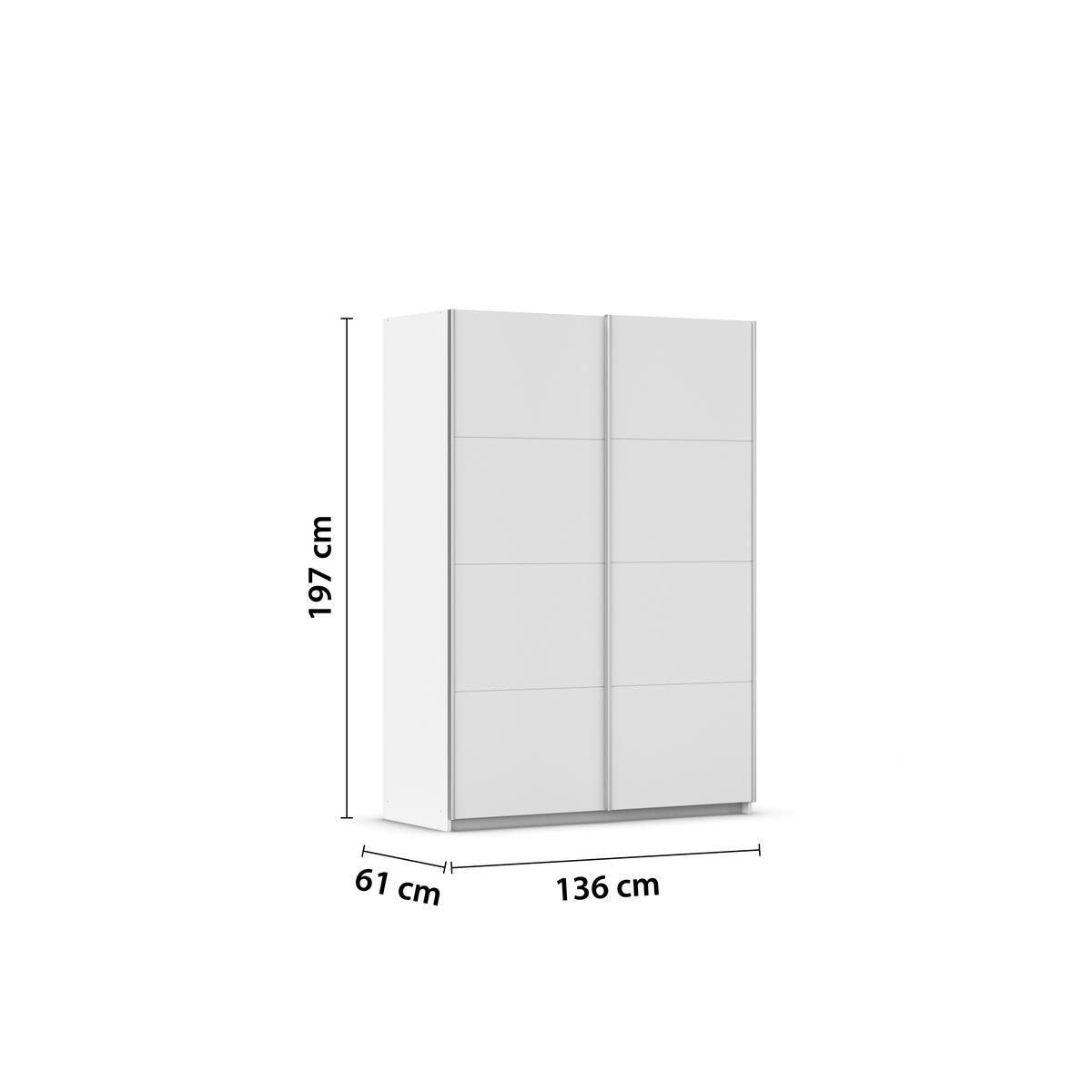 Ormar S Kliznim Vratima Subito - bijela/boje aluminija, Moderno, drvni materijal/metal (136/197/61cm) - Modern Living