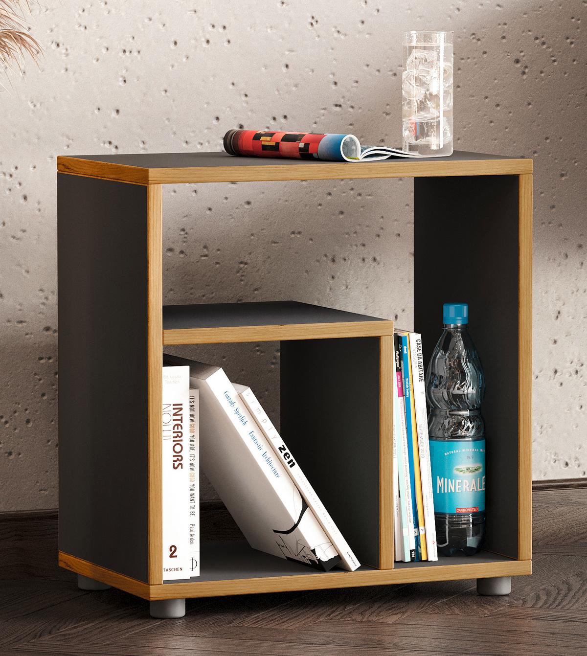BEISTELLTISCH ZEITO - Honigeiche/Anthrazit, Design, Holzwerkstoff/Kunststoff (50/55/30cm) - MID.YOU