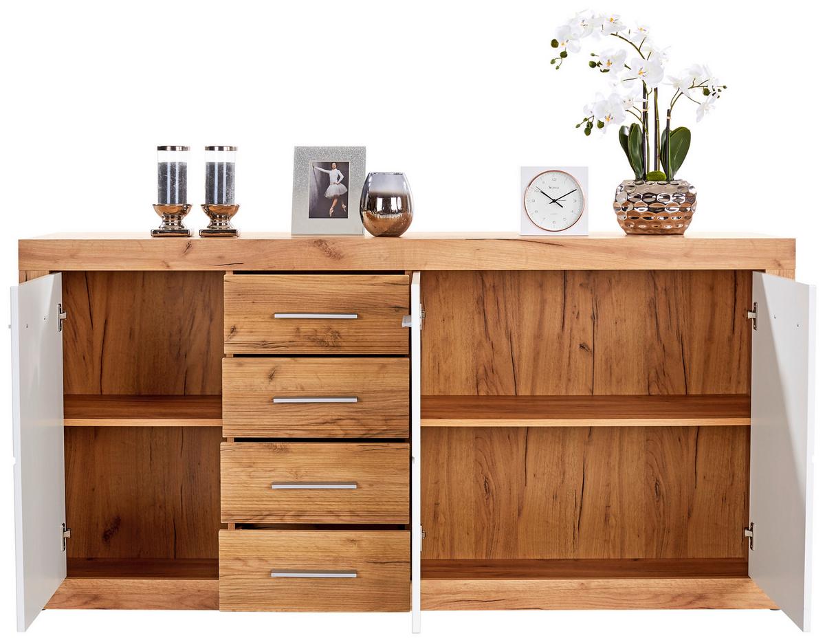 Komoda Malta - barve kroma/barve hrasta, Moderno, umetna masa/leseni material (178,6/86/39,9cm) - Mömax