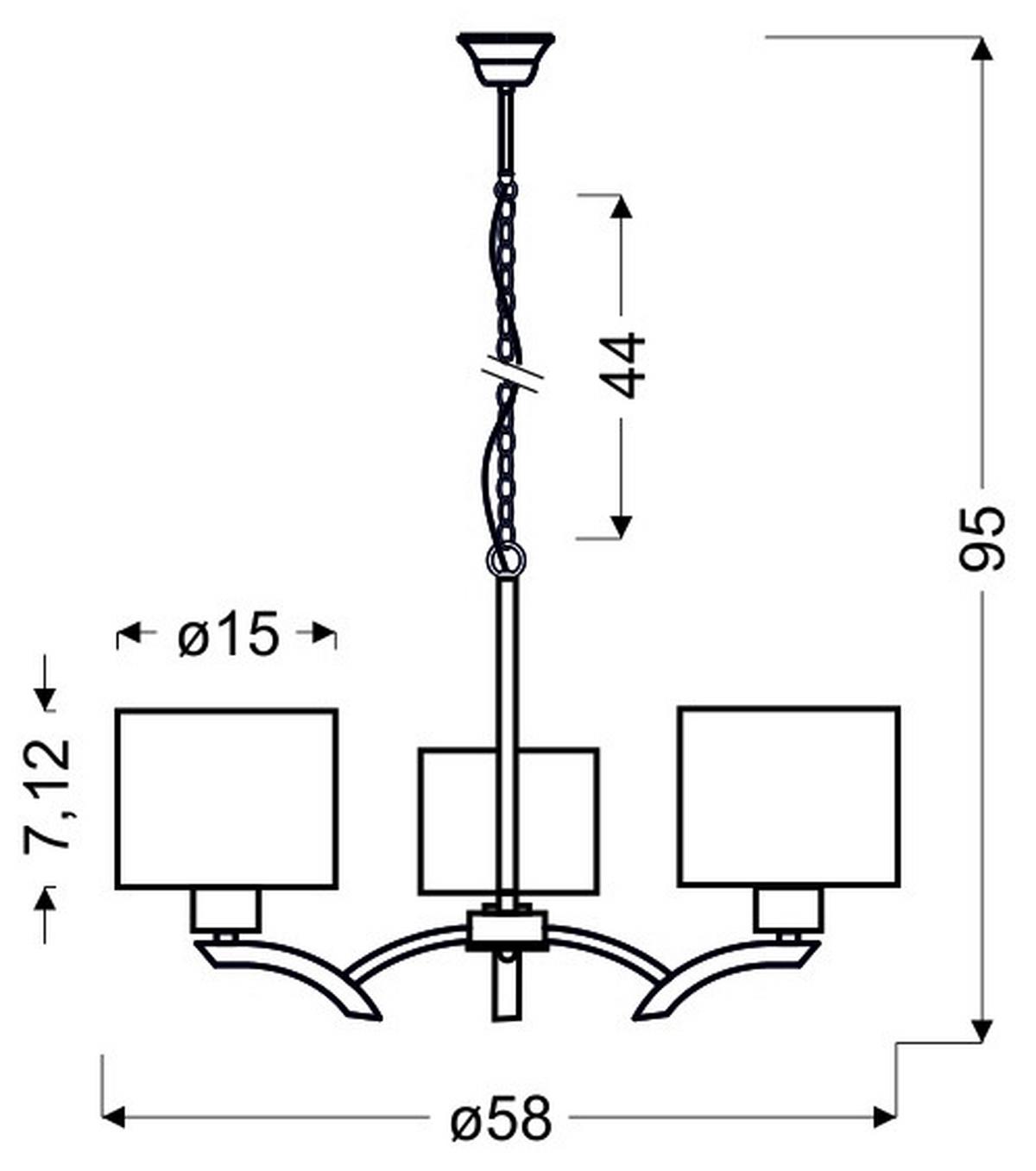 Viseća Svjetiljka Draga - boje kroma/krem, Konvencionalno, metal/tekstil (58/58/95cm)