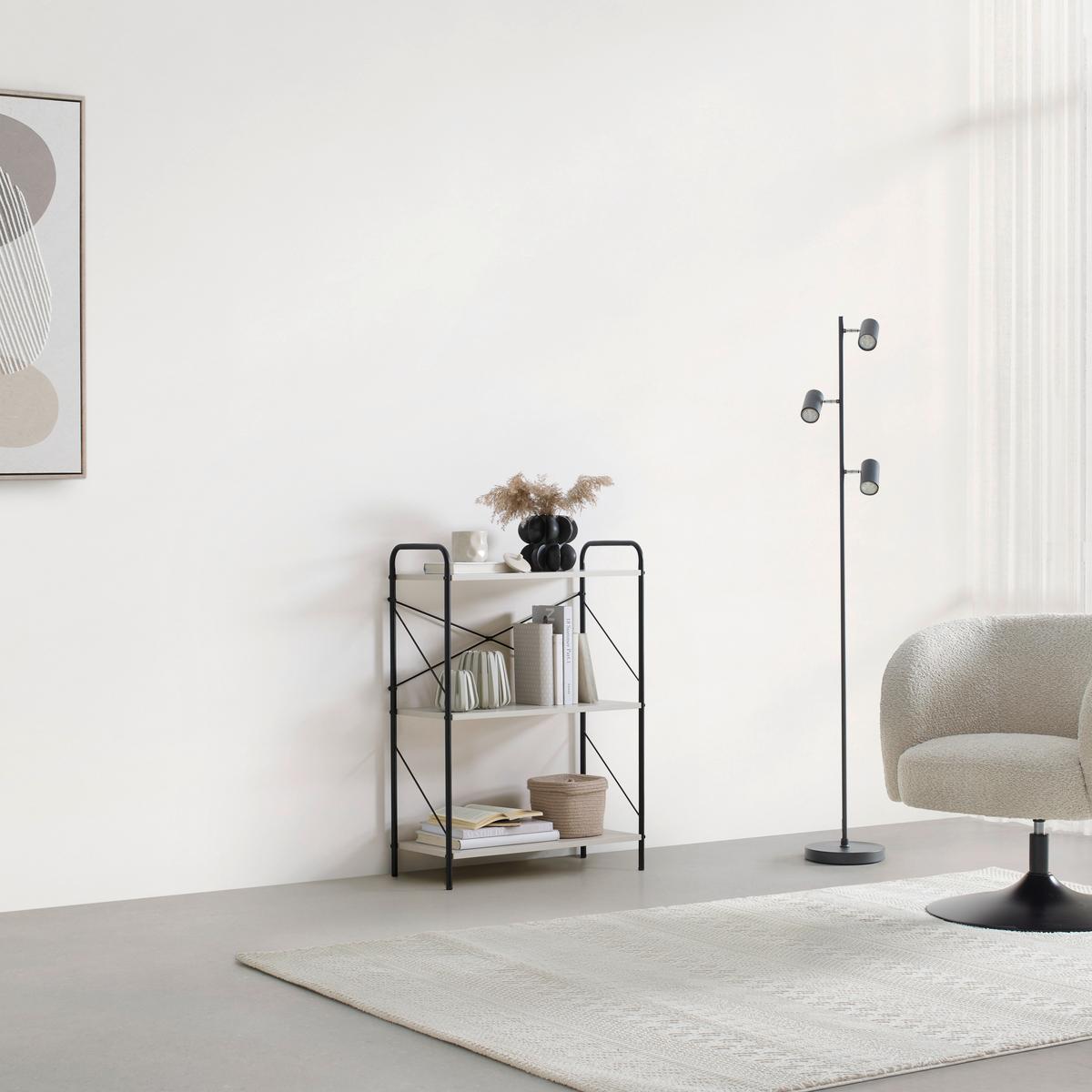Regal Tom Kaschmir/Schwarz - Kaschmir/Schwarz, Modern, Holzwerkstoff/Metall (63.2/89/30cm) - Mömax