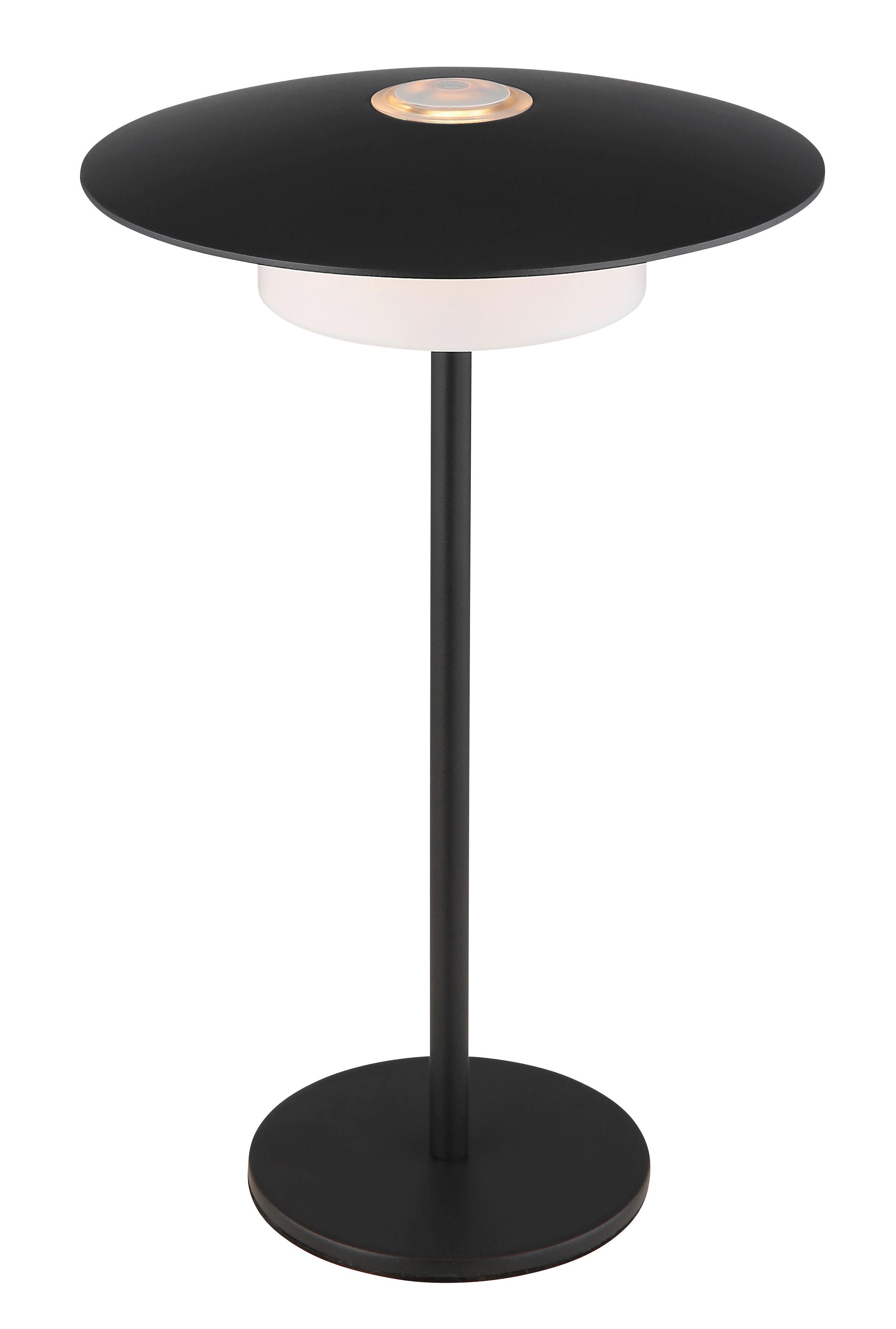 Akku-Tischleuchte Kyler Schwarz/Weiß max. 3 Watt - Weiss/Schwarz, Design, Kunststoff/Metall (18/30cm) - Globo