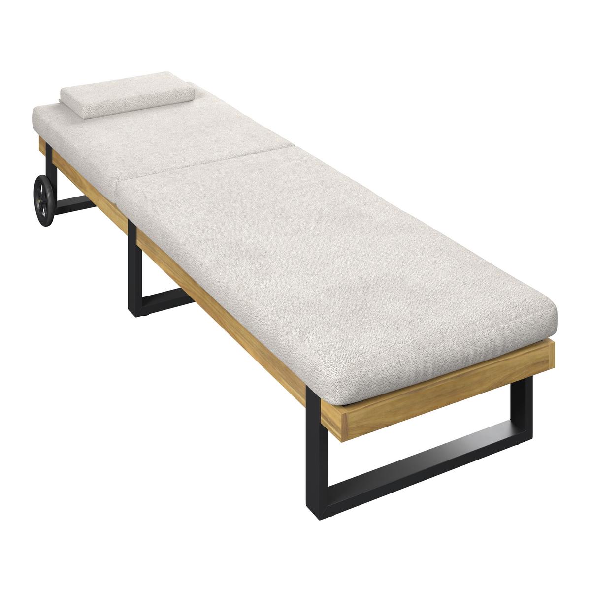 Șezlong Elenyi - crem/gri, Modern, lemn/metal (65/95/200cm) - Bessagi Garden