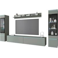 Dnevni Regal Vera I, Zelena, Z Osvetlitvijo, 4-Delni - siva/zelena, Trend, umetna masa/steklo (240/130/33cm) - P & B