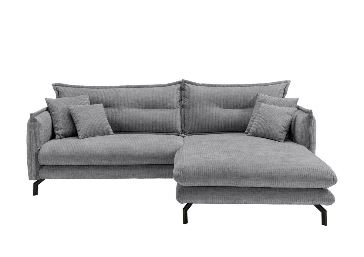 Ecksofa Lava ca. 255x180 cm Grau - Schwarz/Grau, Design, Textil/Metall (255/180cm) - Livetastic