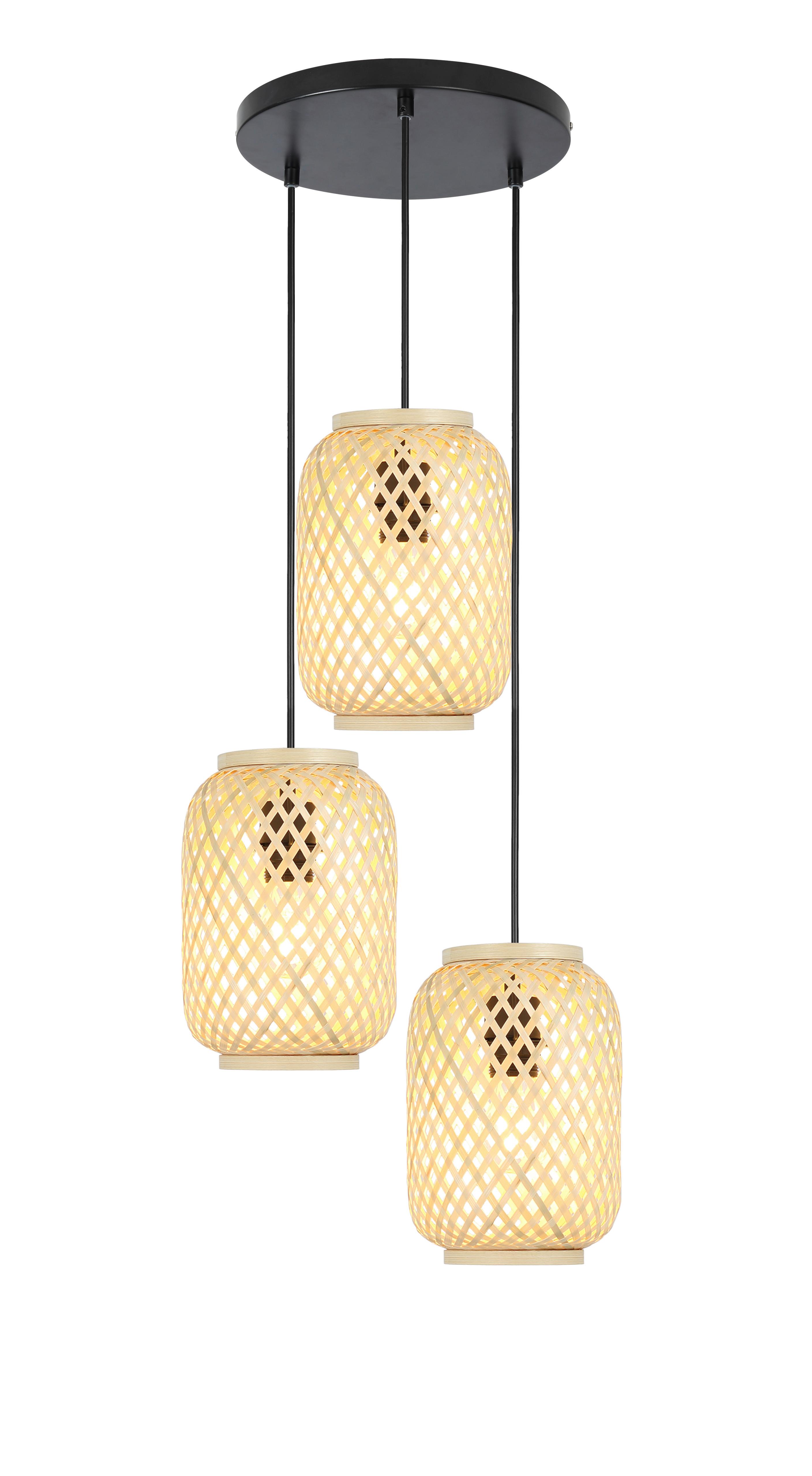 LAMPA WISZĄCA MONIQUE - kolor naturalny/czarny, Trend, materiały naturalne/metal (41/120cm) - Novel