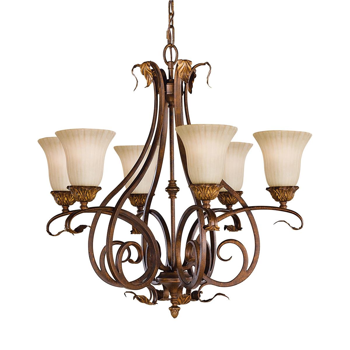 Luster Sonomavalley Fe-Sonomavalley6 - crvenosmeđa, Konvencionalno, staklo/metal (73/82cm) - Elstead Lighting