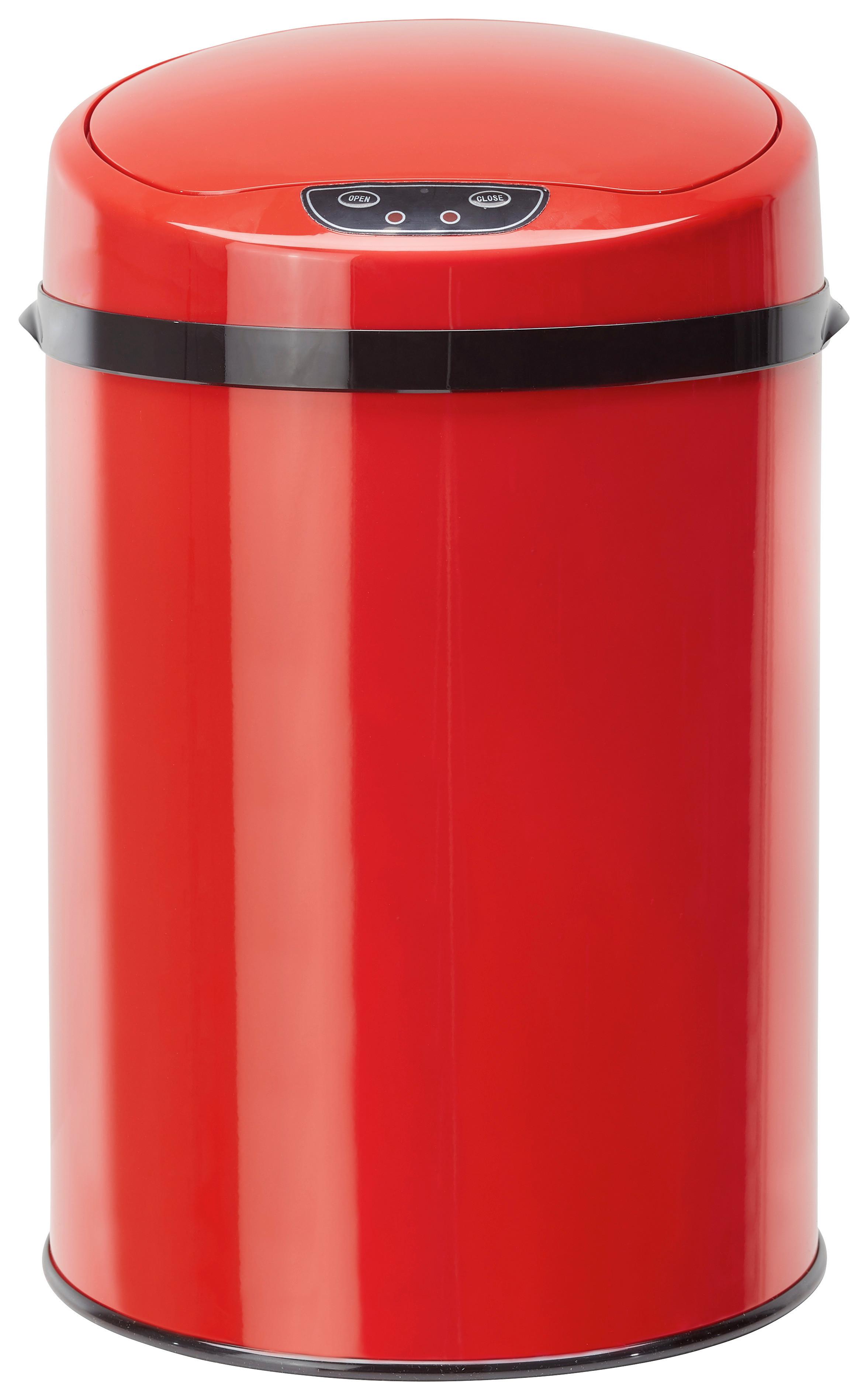 Koš Za Smeti Sensor, 9 L - rdeča/črna, Konvencionalno, kovina/umetna masa (24,5/37,5cm) - Echtwerk