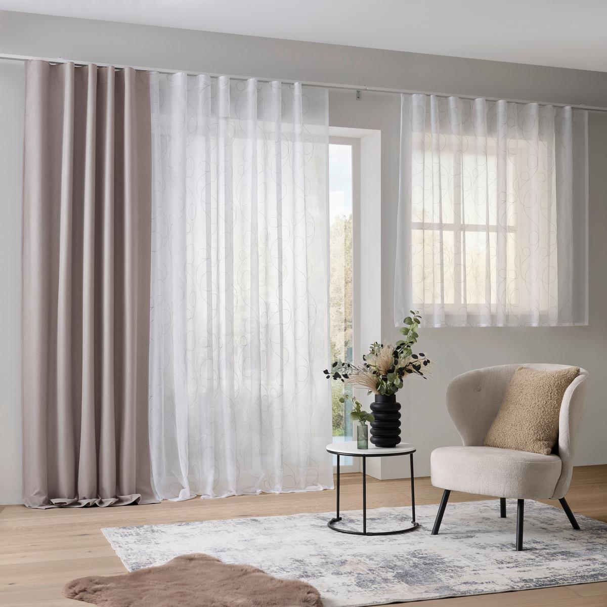 Verdunkelungsvorhang Allan Beige ca. 135x255cn - Beige, Romantik / Landhaus, Textil (135/255cm) - Premium Living