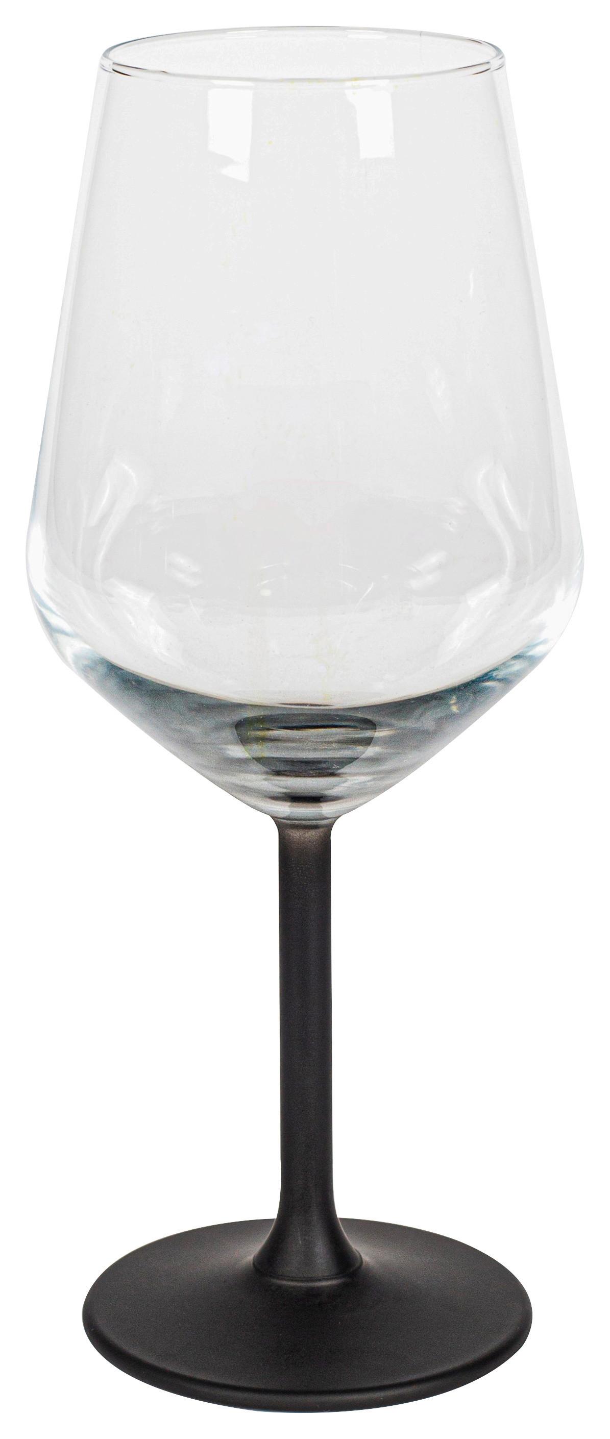Weinglas Nini in Klar/Schwarz Ø ca. 6,4cm - Klar/Schwarz, Modern, Glas (6,4/22cm) - Premium Living
