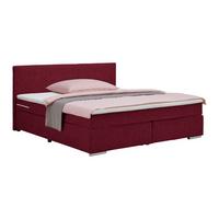 Boxspringbett Palermo in Weinrot ca. 180x200cm - Chromfarben/Weinrot, KONVENTIONELL, Kunststoff/Textil (180/200cm) - Based