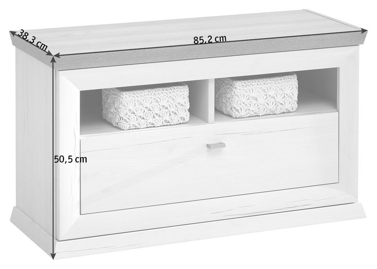 SIEDZISKO DO PRZEDPOKOJU CAMRON - biały/szary, Lifestyle, materiał drewnopochodny/metal (85,2/50,5/38,5cm) - Hom`in
