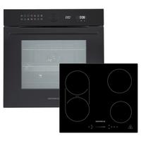 Backofenset Adrian Induktion autark 3.250 Watt Schwarz - Schwarz, Basics, Glas/Metall (59,5/59,5/57,5cm) - Respekta
